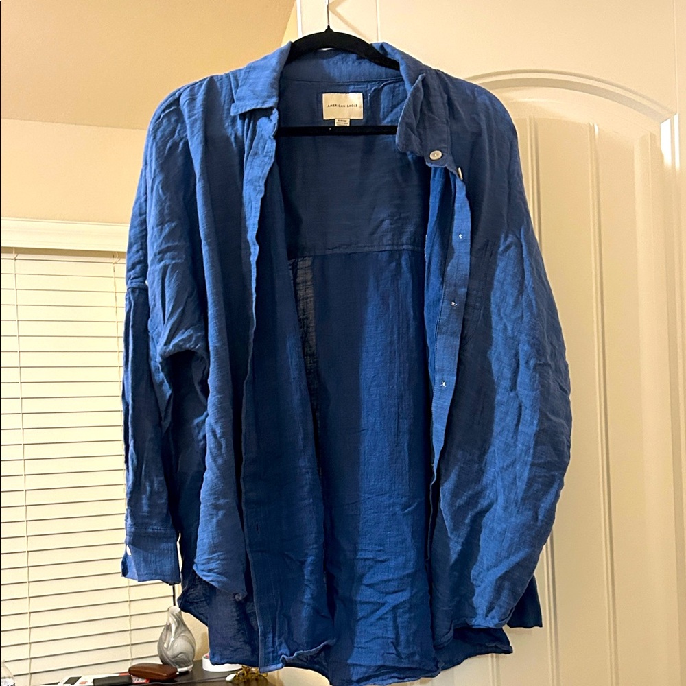 American Eagle Outfitters Men's Deep Blue Shirt